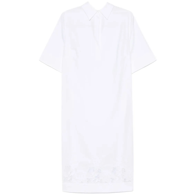 P.A.R.O.S.H. Robe midi White Midi Dress With Classic Collar White