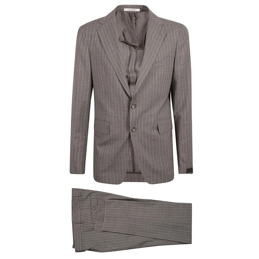 Tagliatore Combinaties van pakken Pinstriped Grey Suit Jacket And Trousers Set Grey