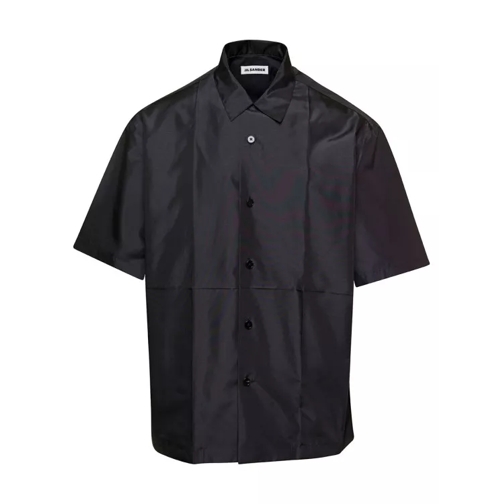 Jil Sander Black Short Sleeve Shirt With Shiny Finish In Poly Black 