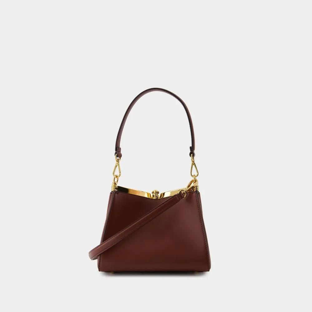 ETRO Shoppers Vela Small Shoulder Bag Leather Brown in bruin