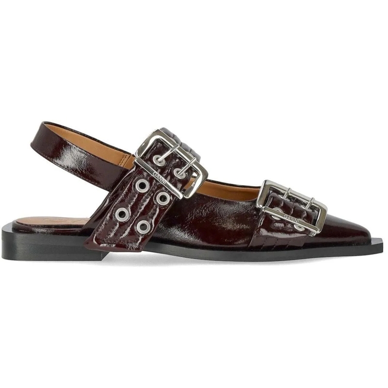 GANNI Ballerinas Dames Chunky Buckle Ballerina Auberg rot(Image 9)