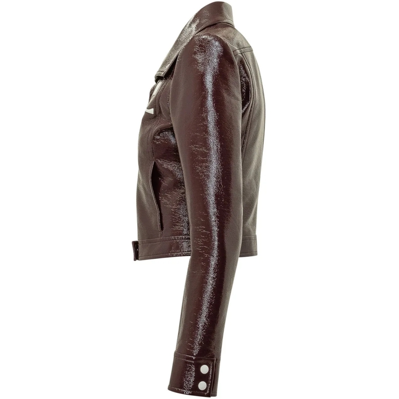Courrèges Übergangsjacke Giacca Cropped Lucida con Logo braun(Image 3)