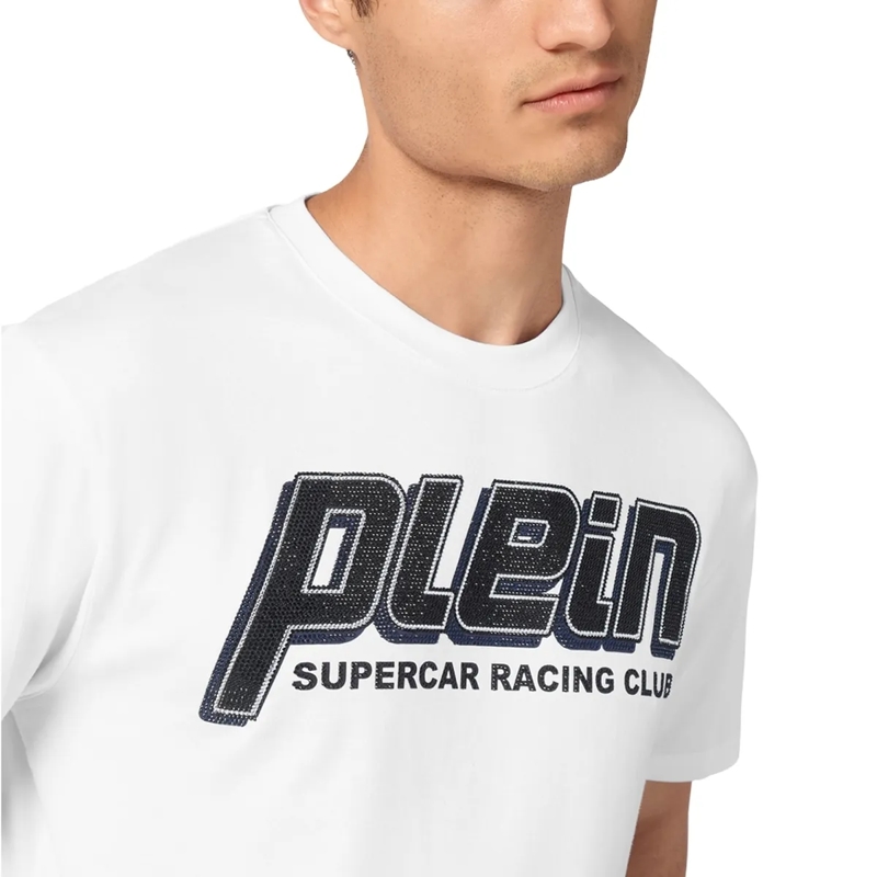 Philipp Plein T-Shirt T-Shirt Racing Mit Schmucksteinen weiss(Image 9)