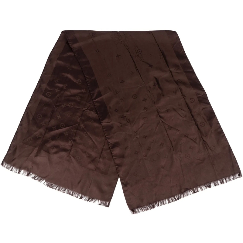 Louis Vuitton Wollschal Louis Vuitton Brun Silk Monogram Monaco Scarf Tuch braun