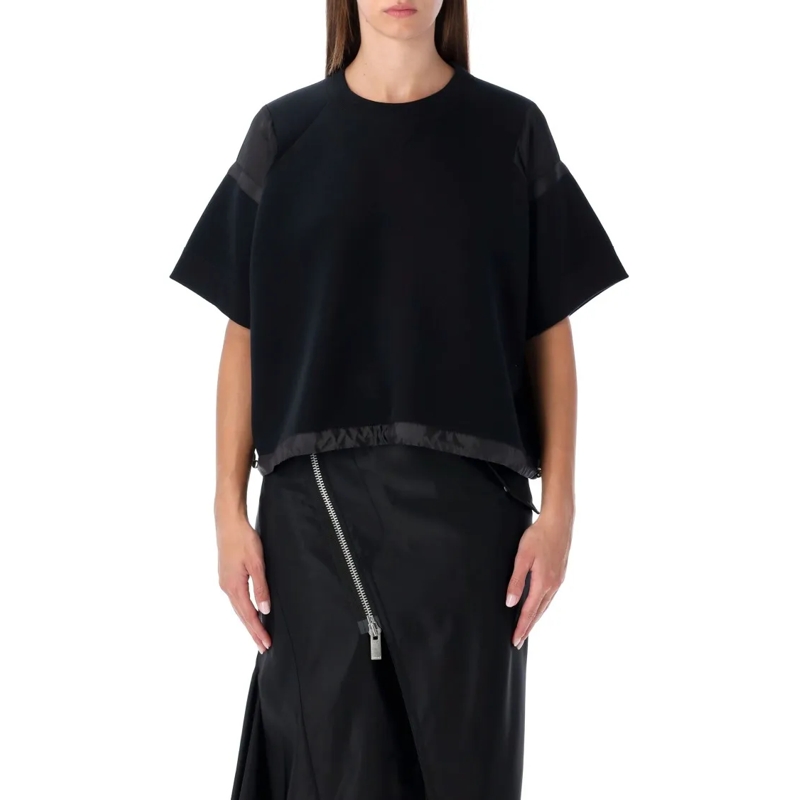Sacai T-Shirt Oversized Technical Cotton T-Shirt Black