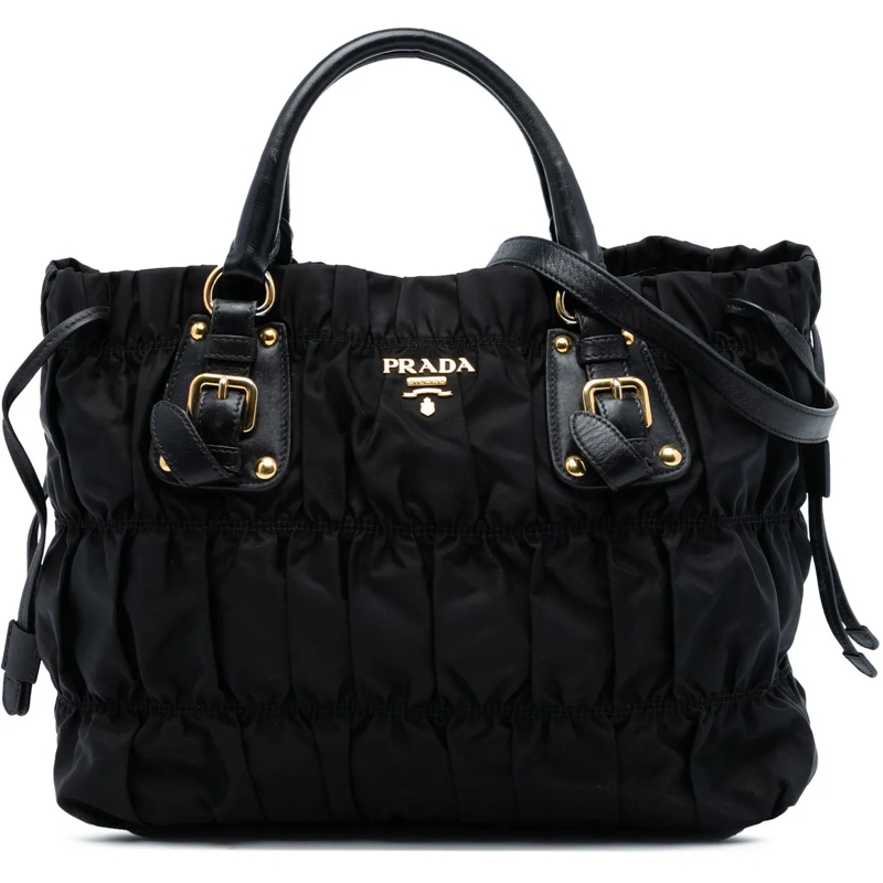 Prada Schultertasche Tessuto Gaufre Satchel schwarz