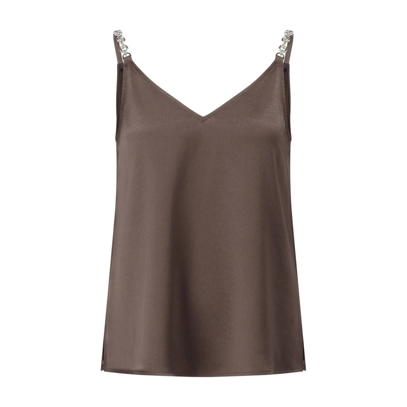 Riani Legeres Oberteil Satintop mit Kettenträgern Dunkelbraun