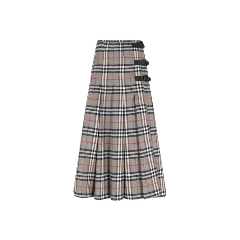 Burberry Midirock Check Midi Skirt – Brown Brown