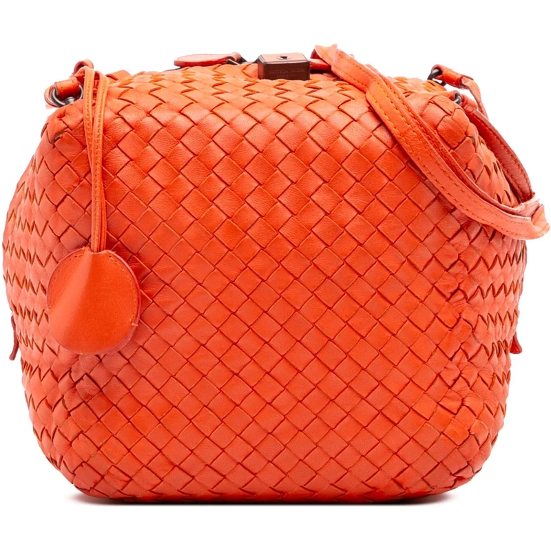 Bottega Veneta Sac à bandoulière Nappa Intrecciato Cube Crossbody orange