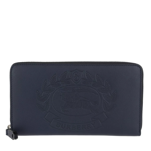 Burberry Embossed Crest Ziparound Wallet Leather Regency Blue Portafoglio con cerniera