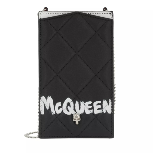 Alexander McQueen McQueen Graffiti Chain Phone Case Black Ivory Mini borsa