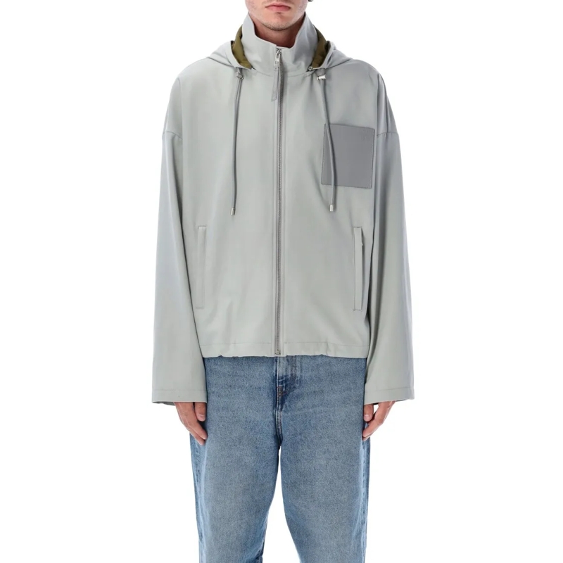 Loewe Leren jas Cotton Hooded Jacket With Removable Drawstring And White