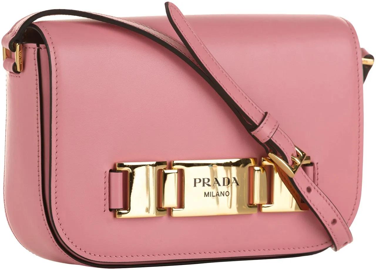 Prada Hobo bags 2013-present Glace Calf Etiquette Crossbody in poeder roze