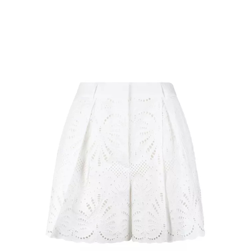 Self Portrait Cotton Embroidery Shorts White 