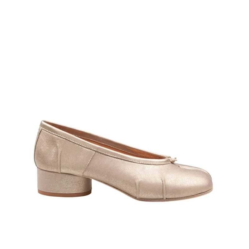 Maison Margiela Ballerinas Tabi Ballerina Flats In Metallic Leather, Gold Col Neutrals