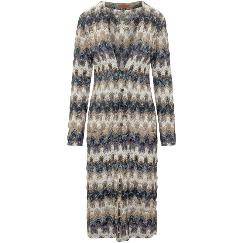 Missoni  Cardigan Lungo a Maniche Lunghe con Chiusura Front mehrfarbig
