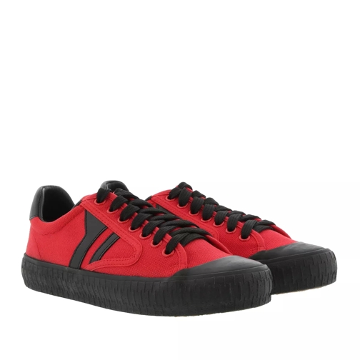 Celine Lace Up Sneaker Plimsole Canvas Red/Black Low-Top Sneaker