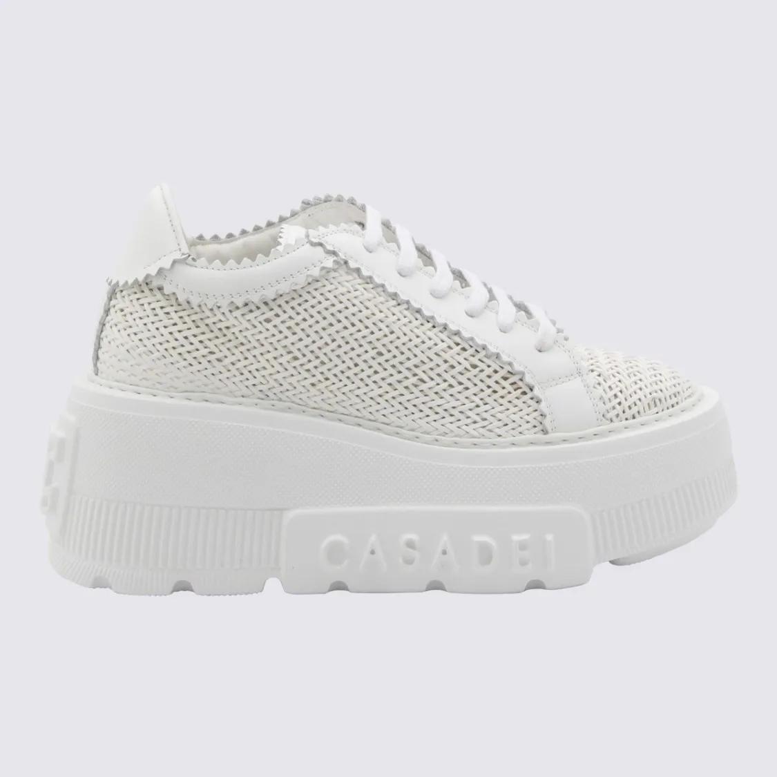 Thumbnail - Casadei Low-Top Sneaker - Textured White Leather Sneakers With Platform Sole - Gr. 36 (EU) - in Weiß - für Damen