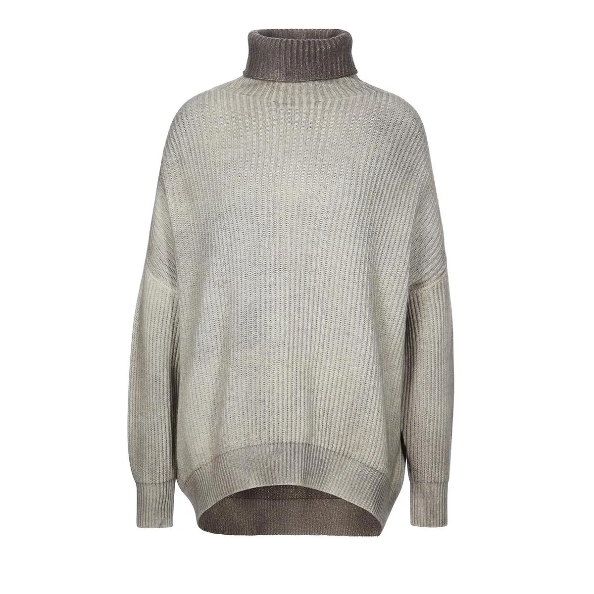 CALIBAN - RIBBED HIGH NECK PULLOVER - Größe XS - taupe