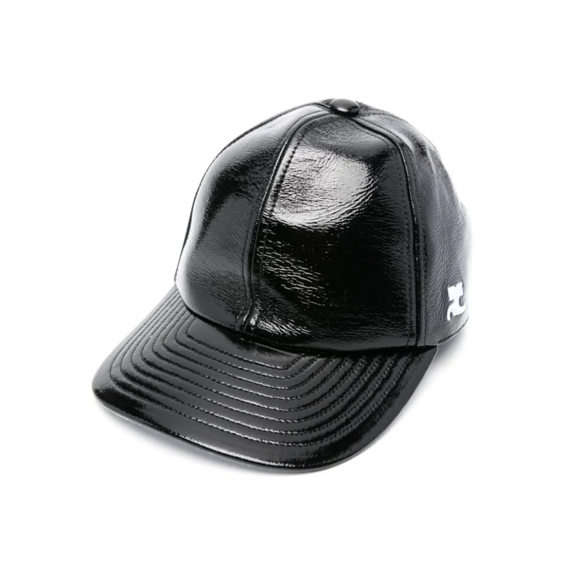 Courrèges Hut Black Patent Finish Six-Panel Hat Black