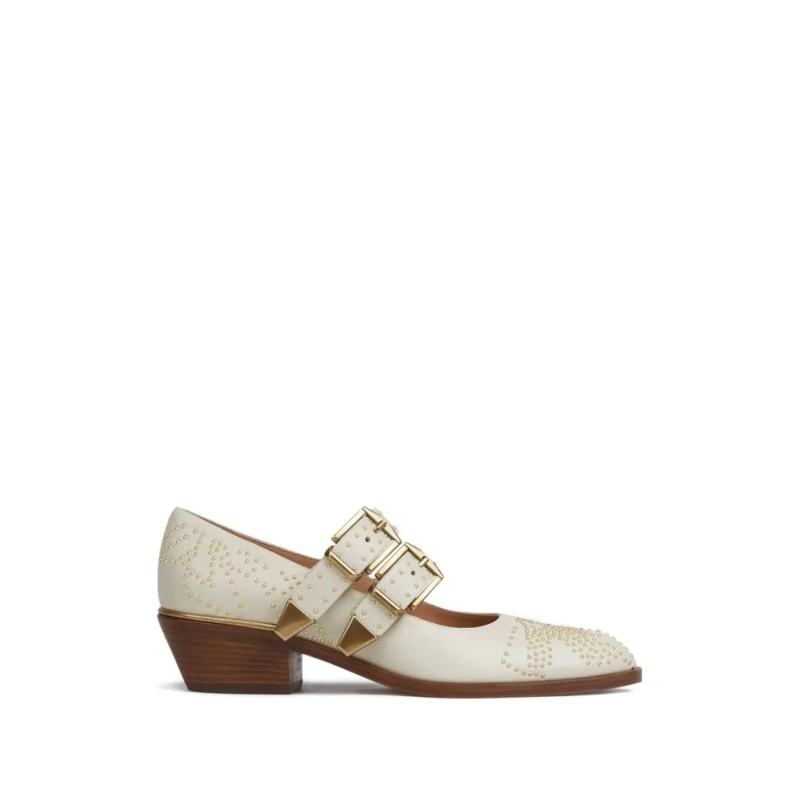 Chloé Escarpins Pointed Toe Leather Flats Neutrals