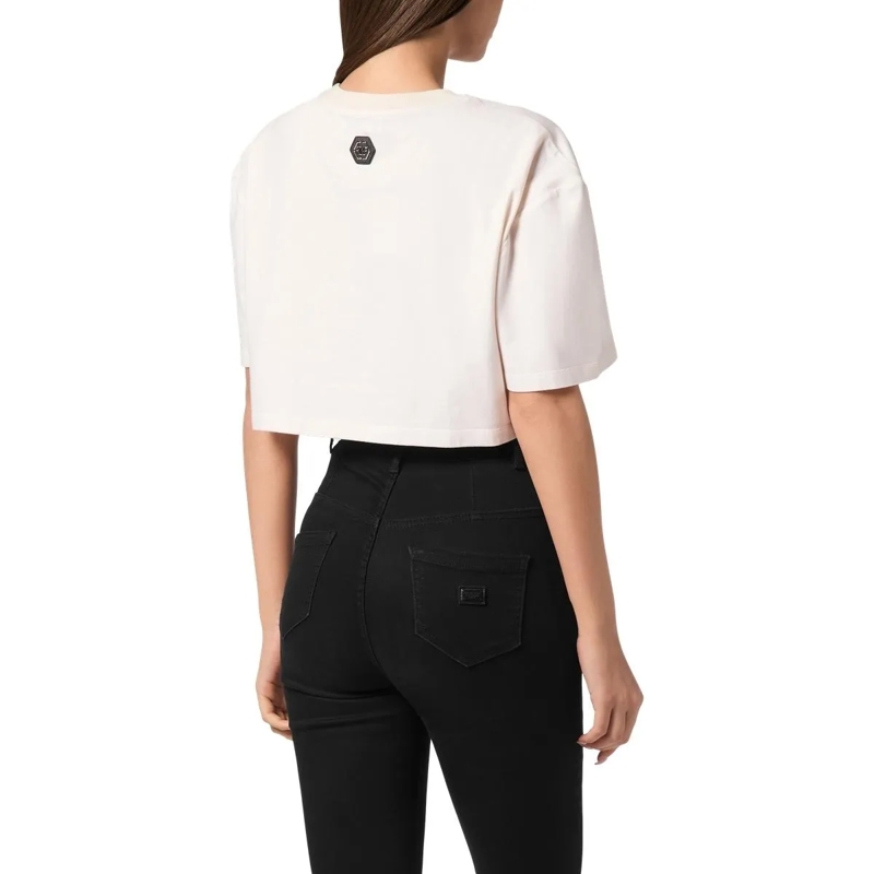 Philipp Plein T-Shirt T-Shirt Rundhalsausschnitt Ls Crystal Verziert weiss(Image 2)