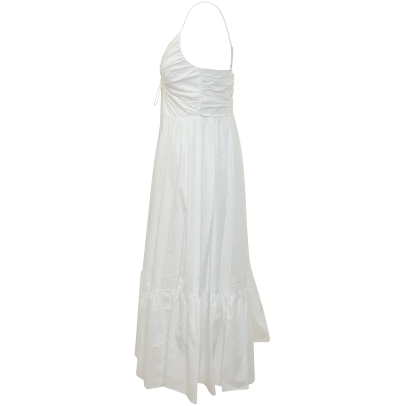 MICHAEL Michael Kors Maxikleid Abito Midi con Scollo a V e Coulisse weiß(Image 3)
