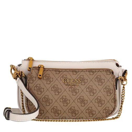 Guess Mika Double Pouch Crossbody Brown Crossbody Bag
