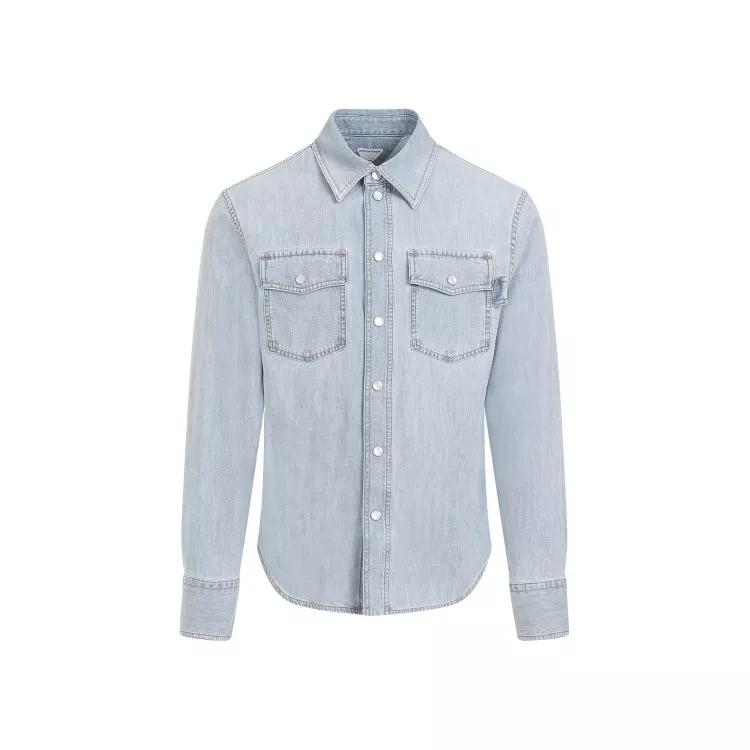 Bottega Veneta - Light Blue Bleatch Cotton Shirt - Größe 48 - blue