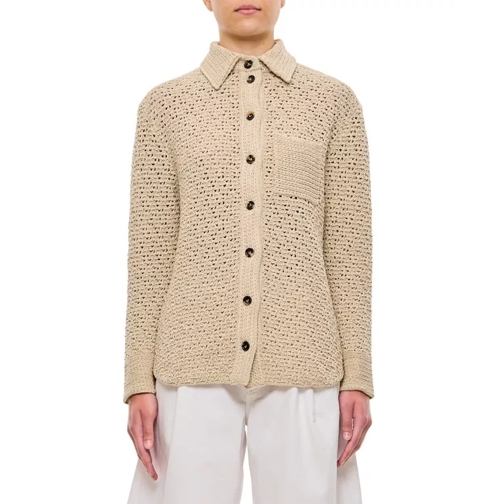Bottega Veneta Crochet Shirt Jacket Neutrals 