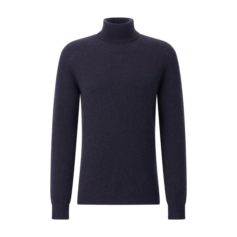 Roberto Collina Pullover Rollkragenpullover aus Woll-Mix Dunkelblau