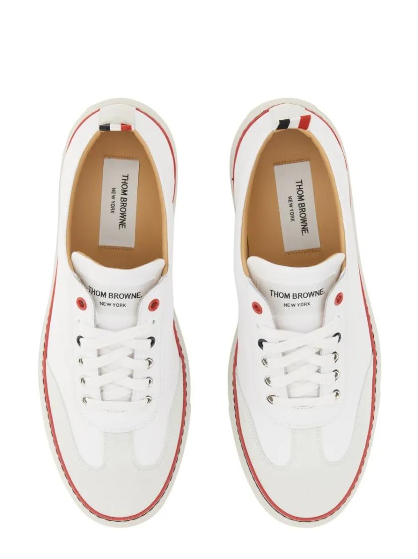Thumbnail - Thom Browne Low-Top Sneaker - Low-Top Leather Sneaker - Gr. 8 - in Weiß - für Damen
