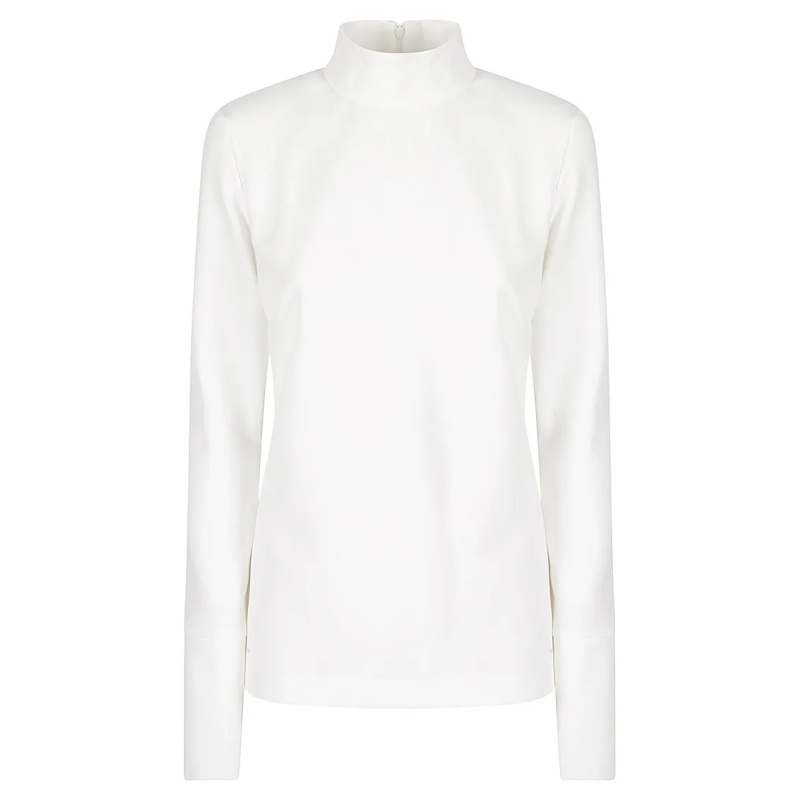 THE LATEST Top met lange mouwen High-Collar Long-Sleeved Top With Back Zipper White