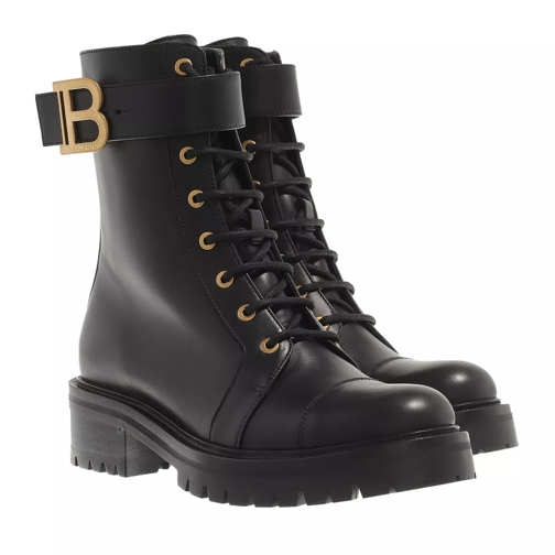 Balmain Ranger Ankle Boots Leather Black Schnürstiefel
