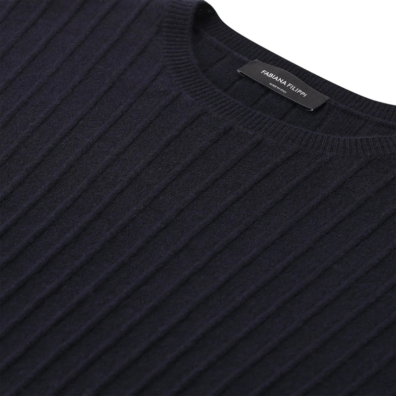 Fabiana Filippi  Strickpullover mit Seide & Kaschmir dunkelblau(Image 4)