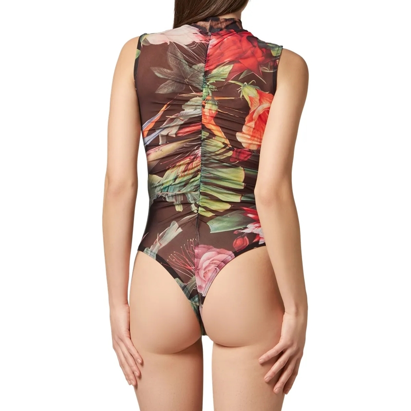 Philipp Plein Top Bodysuit Flowers schwarz(Image 2)
