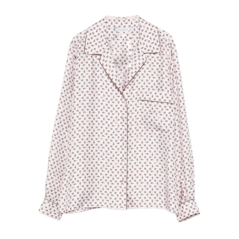 Max Mara Chemise Silk Shirt With Delicate Motif White