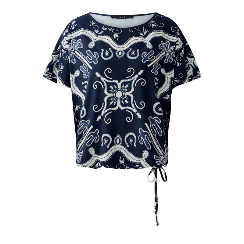 Oui T-Shirt Shirt dunkel-blau