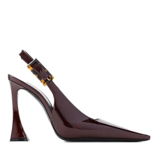 Saint Laurent Stone Sevilla Brown Patent Leather Pumps Brown Pumps