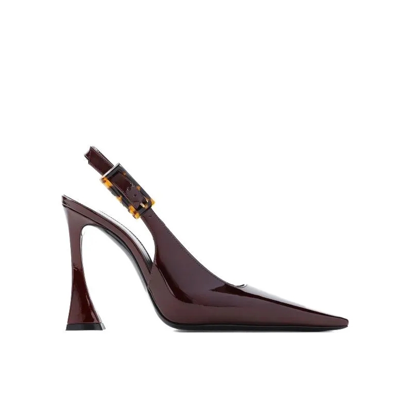 Saint Laurent Pumps Stone Sevilla Brown Patent Leather Pumps Brown