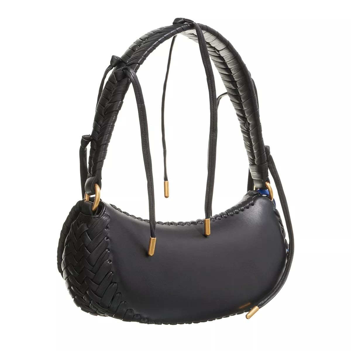 Off White Zwarte leren tas met gevlochten rand Black Dames