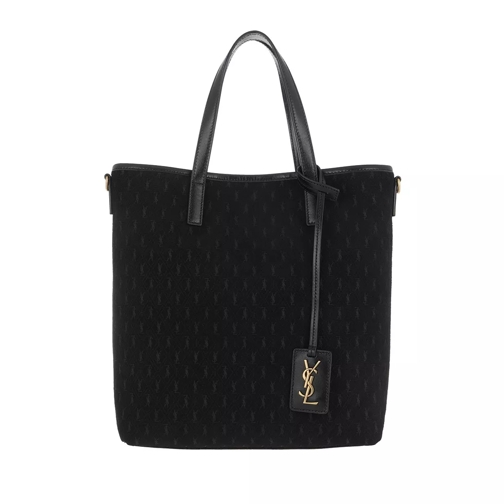 Saint Laurent Handle Bag Leather Nero Rymlig shoppingväska