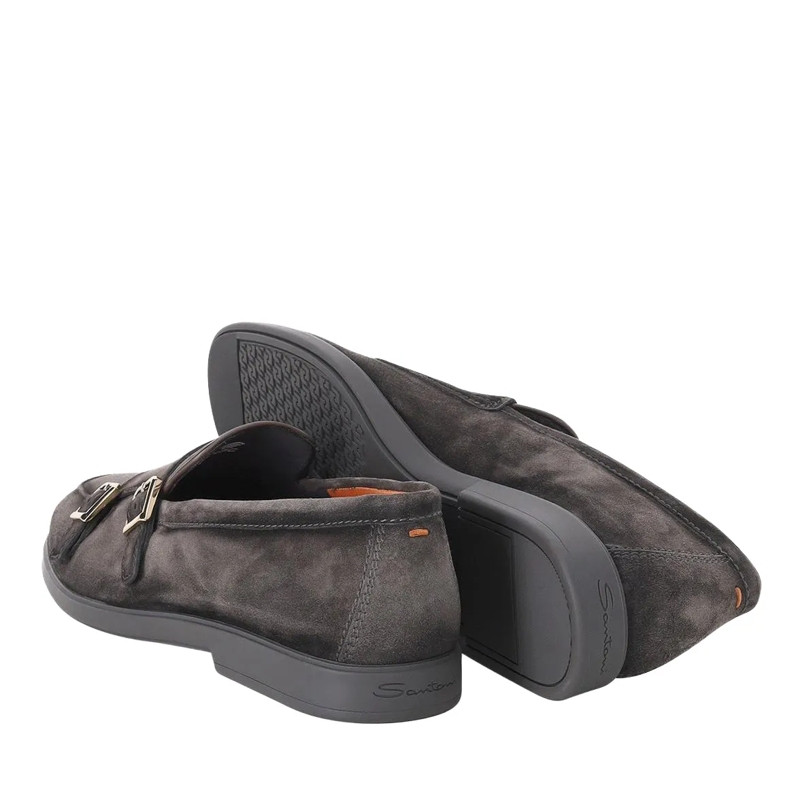 Santoni Schnürschuhe Doppel-Monkstraps aus Veloursleder grau(Image 2)