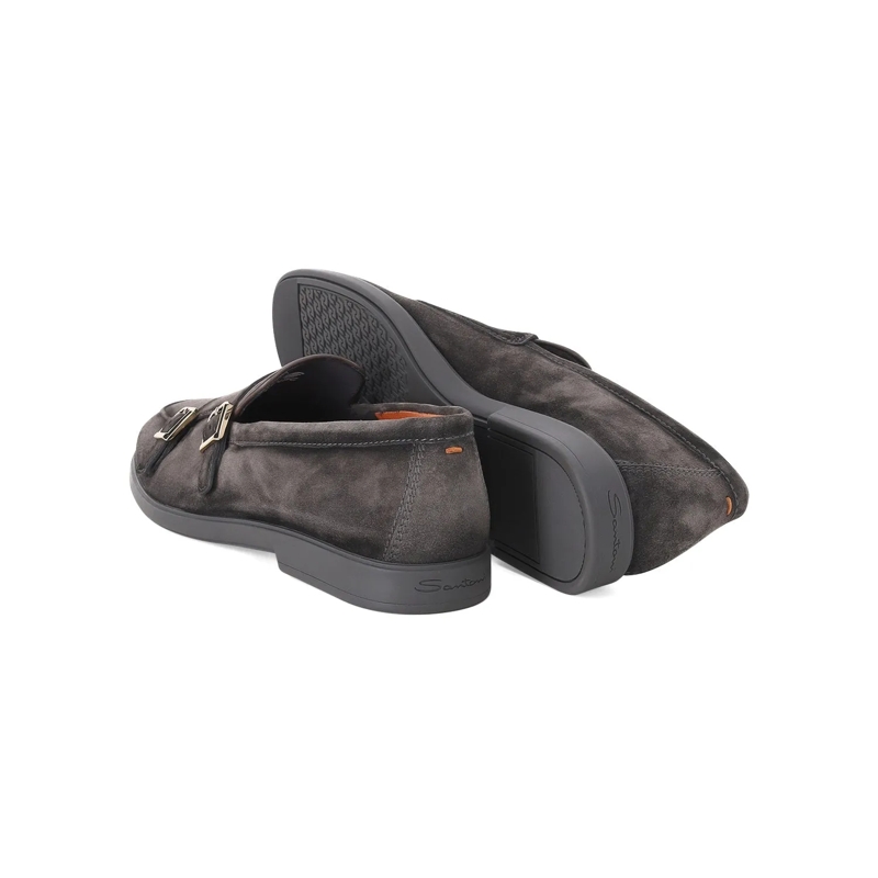 Santoni Schnürschuhe Doppel-Monkstraps aus Veloursleder grau(Image 2)
