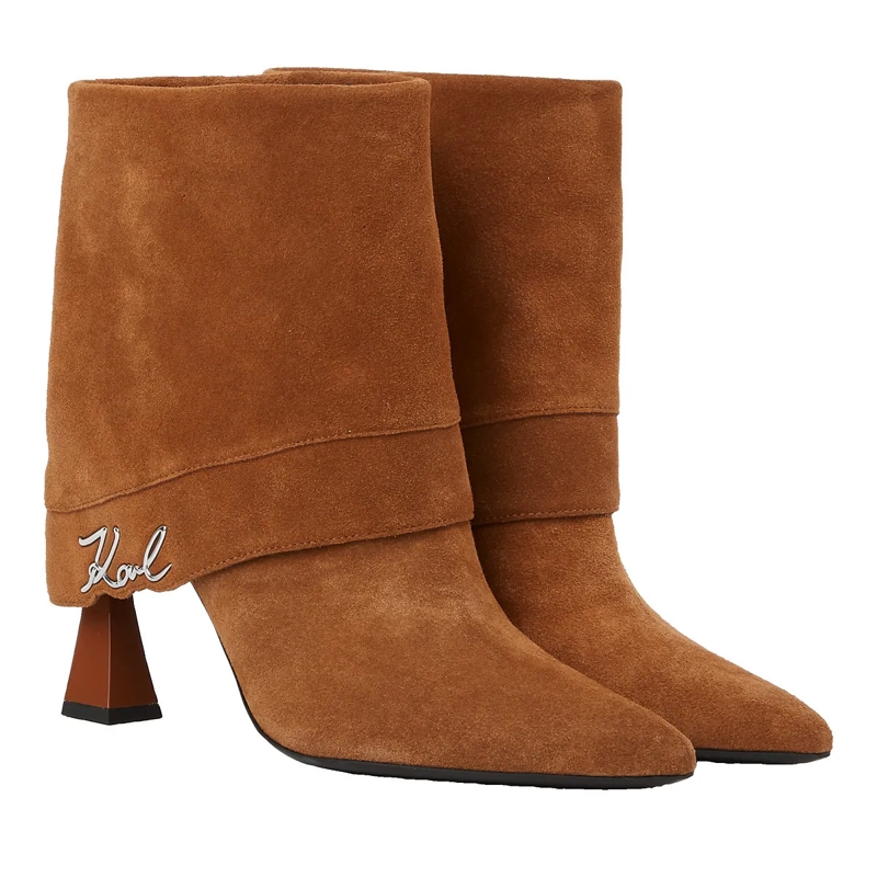 Karl Lagerfeld Stiefel Debutante Stiefeletten mit umgeschlagenem Schaft braun