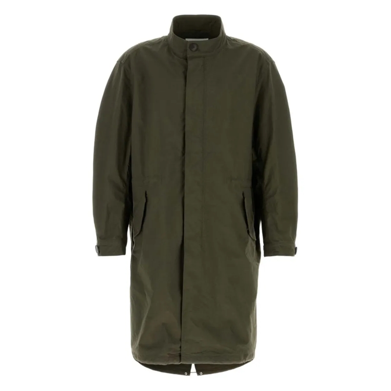 Givenchy Bontjassen Olive Green Cotton Blend High Neck Coat Black