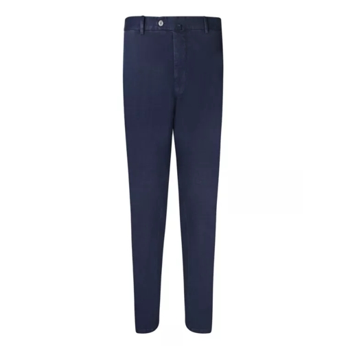 Dell'oglio Blue Cotton Pants With A Micro Pattern Blue 