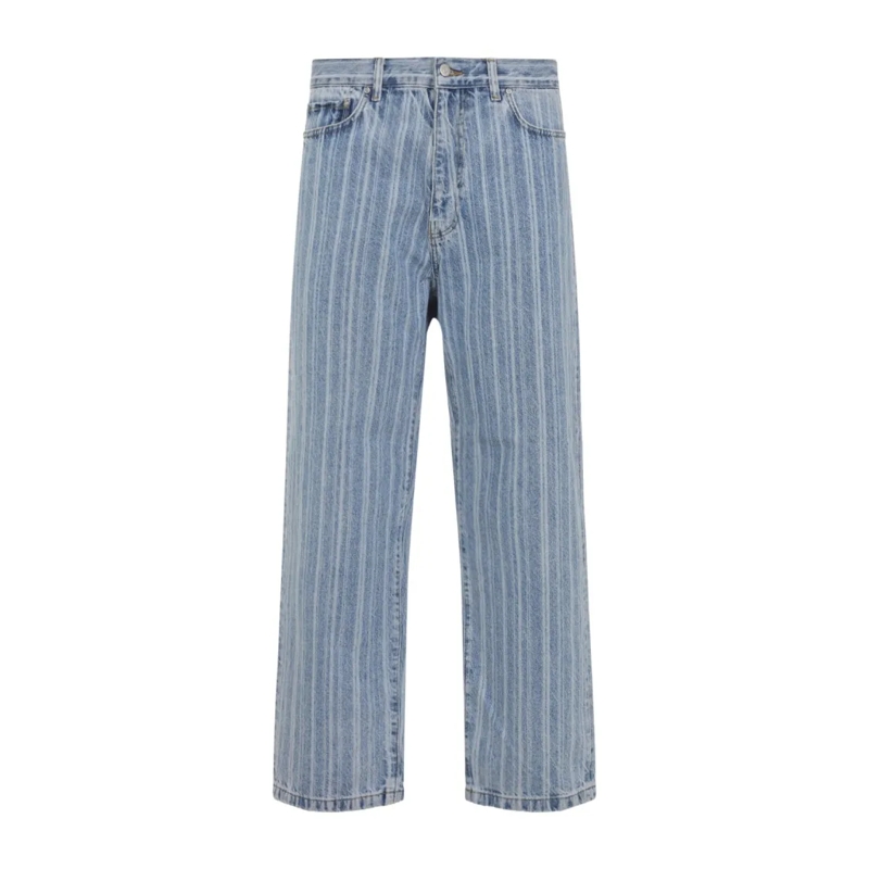 Carhartt Wip Jeans Blue Striped Wide-Leg Trousers With Classic Design Blue