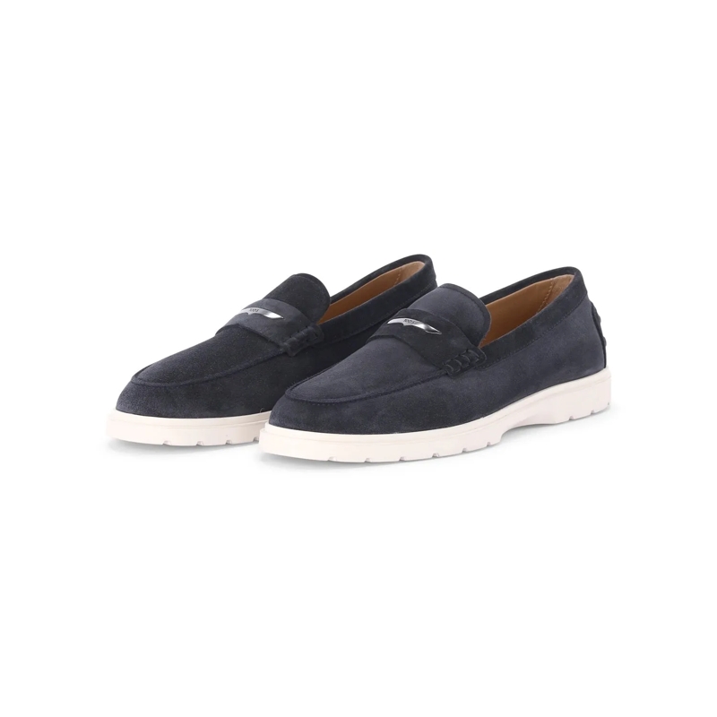 Tod's Chaussures à lacets Loafers aus Veloursleder Dunkelblau