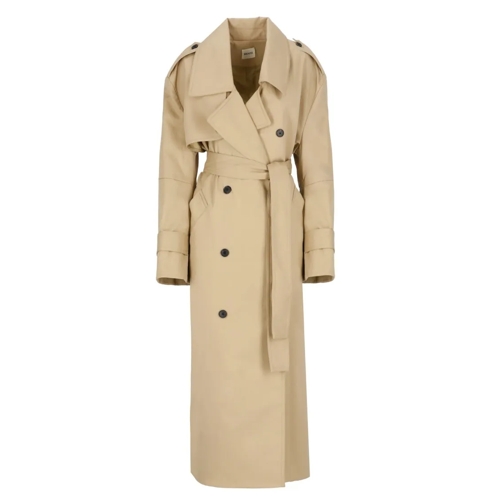 Khaite Cotton Double Breasted Coat Neutrals Trenchcoat